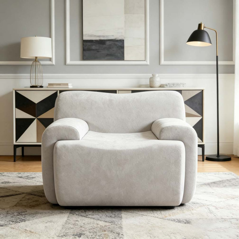 Chaise d'appoint moderne rembourrée, Beige