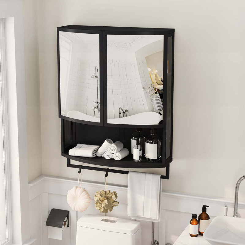 Armoire de rangement moderne à deux portes en verre arqué, idéale pour le vestibule, le salon, la salle de bain et la salle à manger