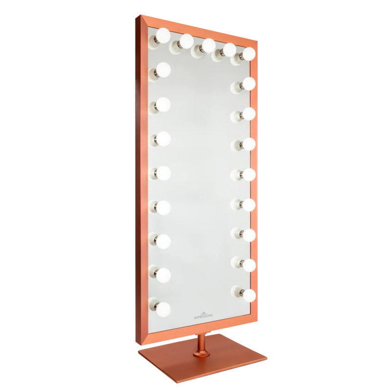 Starlight Full Length LED Globe Bulbs Makeup Mirror with Thick Metal Frame and Detachable Base, Brown