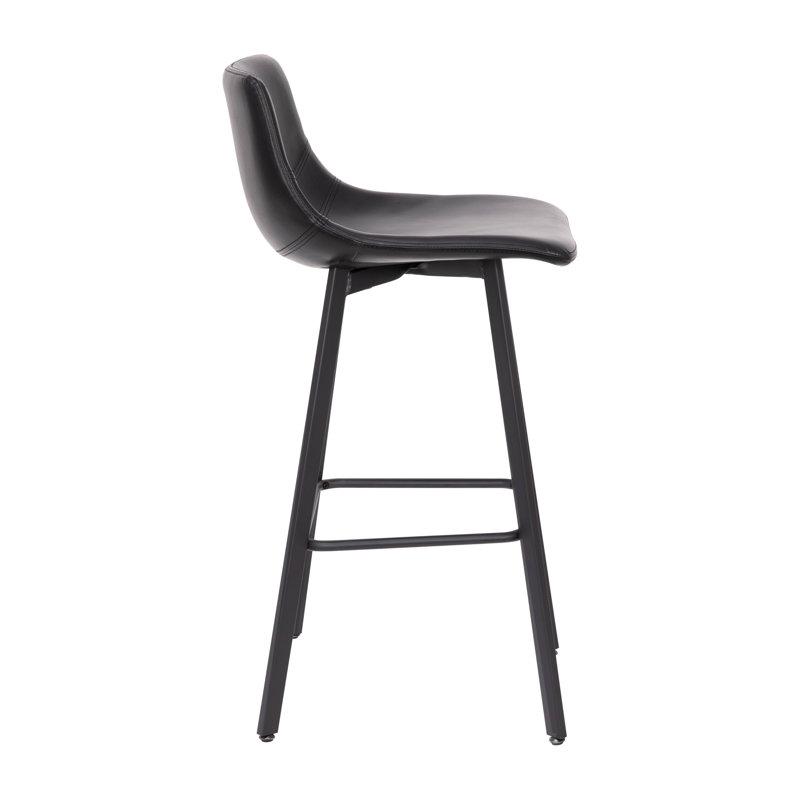 Black Faux Leather and Metal Counter Stool Set