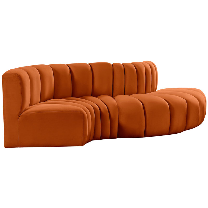 Houssam Upholstered Curved Sectional Reversible, Cognac Velvet