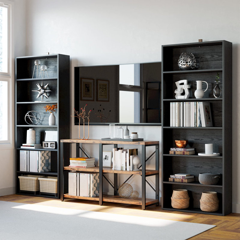 70" 6-Tier Freestanding Bookshelf Multipurpose Display Shelving, Vintage Black