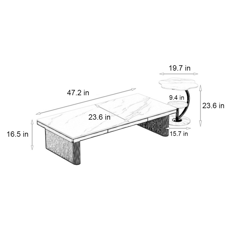 Modern rectangular rock plate coffee table