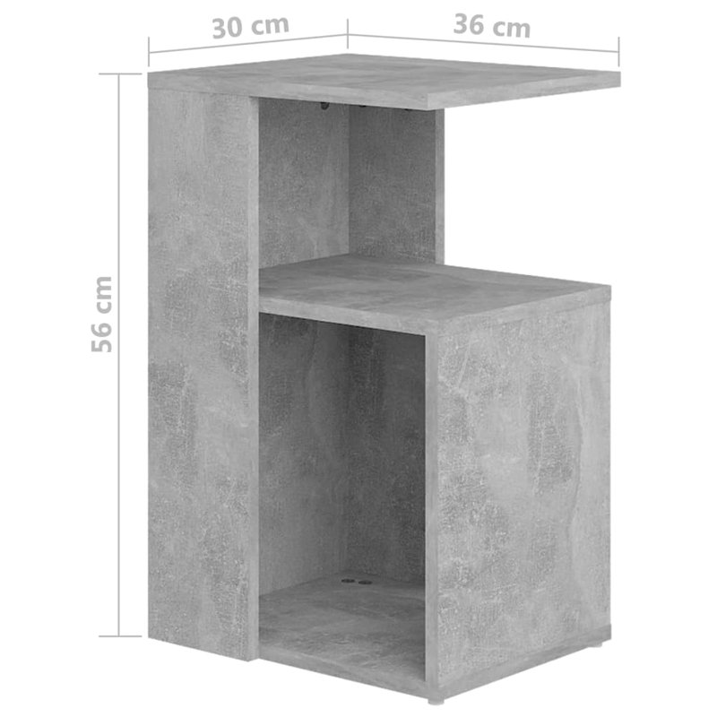 Gnni Floor Shelf End Table, Concrete Gray, Concrete Gray