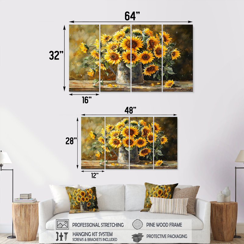Du Douglas - Assortiment de bouquets - Ensemble d'art mural traditionnel, H 28 po x l 48 po, 4