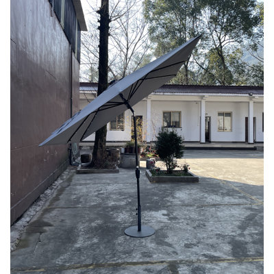 Parasol carré carré de 8X2,5M avec parasol solaire à DEL 8 lumières avec manivelle et base transversale pour terrasse de jardin et abri de piscine extérieur