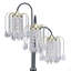 Lampe de table 34 po en métal avec finition noire, 3 lustres en cristal