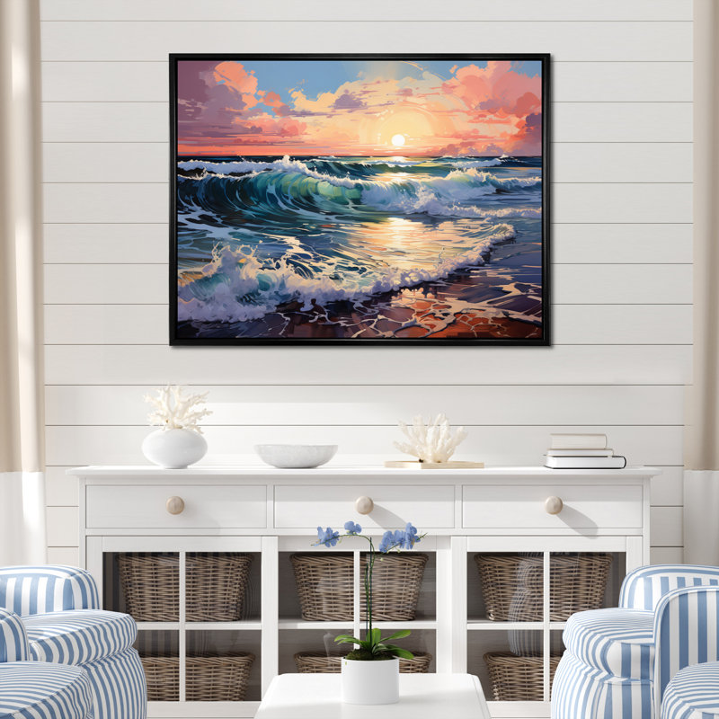 Blairs Coastalocean Coastal Symphony III - Impression, H 16 po x l 32 po x P 1 po, Cadre flottant noir