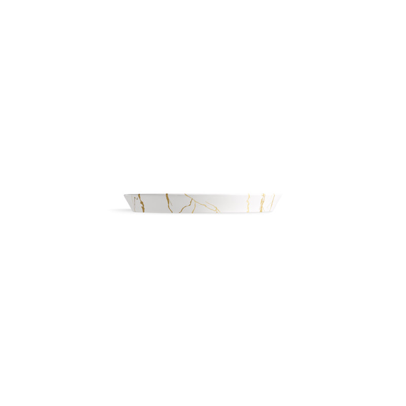 Aureus 16-3/4-Insquare Semi-Recessed Vessel Bathroom Sink, No Overflow
