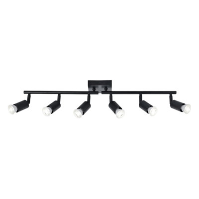 Ensemble d'éclairage sur rail 6 lumières réglables GU10 noir, encastré industriel
