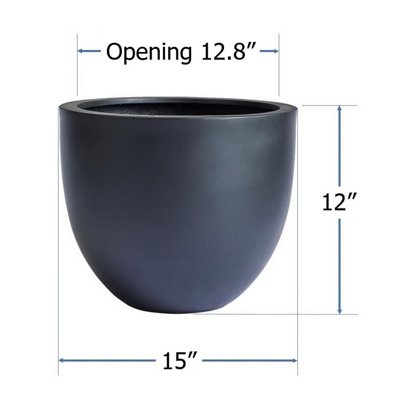 Dorlis Handmade Pot Planter, 12" H x 15" W x 15" D, Black