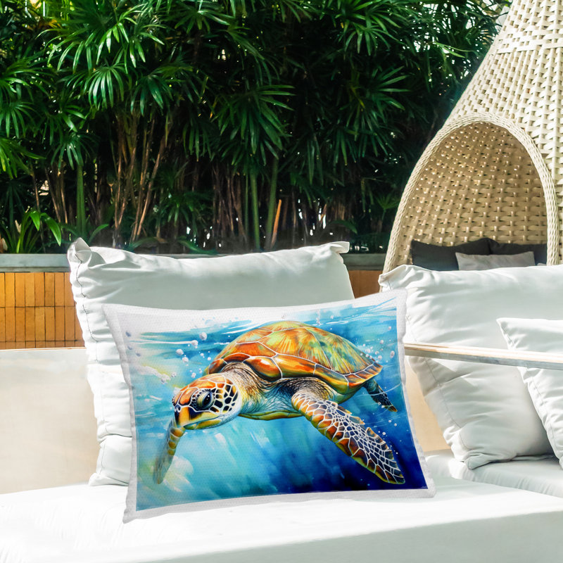 Coussin extérieur Graceful Swimmer Tortoise, imprimé par LSR Creative Studio