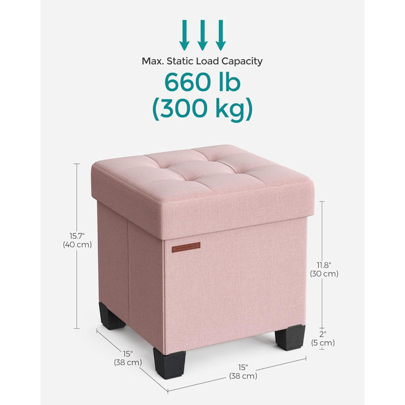Rajane Upholstered Ottoman, Jelly Pink Fabric