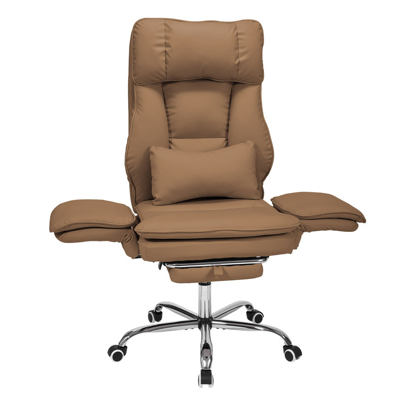 Height-Adjustable Reclining Swivel Office Chair with Footrest