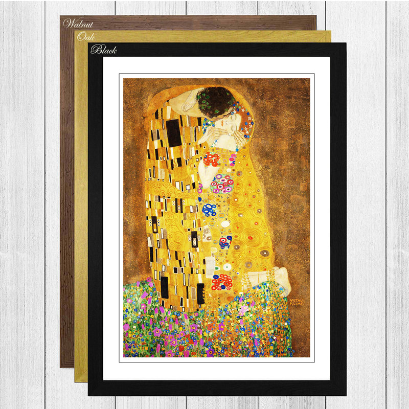 The Kiss No.1 by Gustav Klimt - Painting, Light Brown, Black, 62cm H x 45cm W