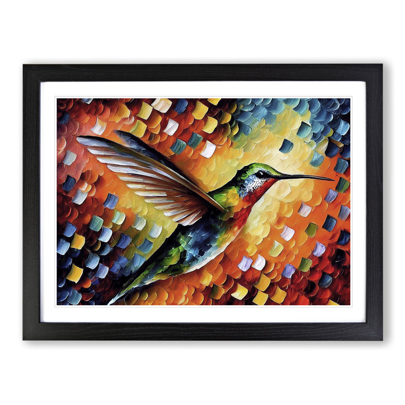 Hummingbird Vol.7 Abstract - Single Picture Frame Painting, Black, 46cm H x 64cm W x 2cm D