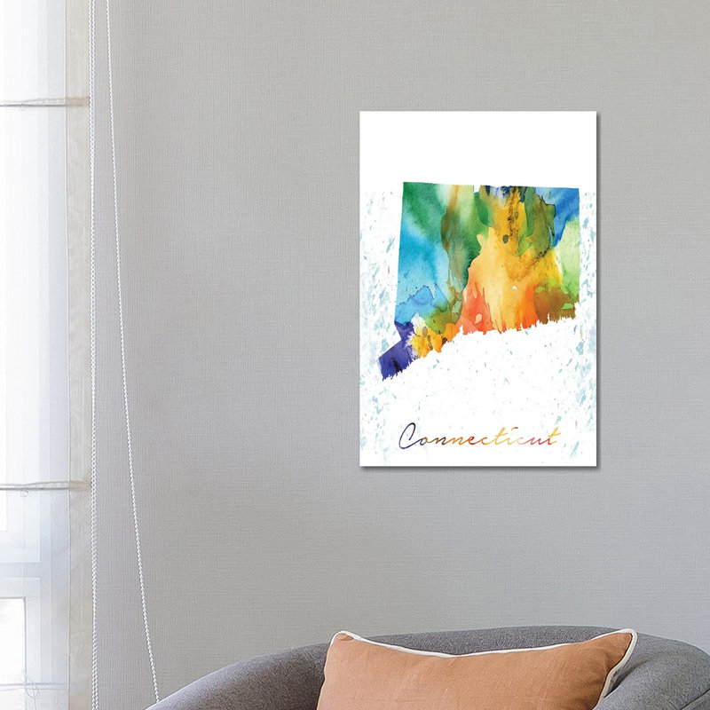 Connecticut State Colourful - Wrapped Canvas Painting, 66.04cm H x 45.72cm W x 1.91cm D