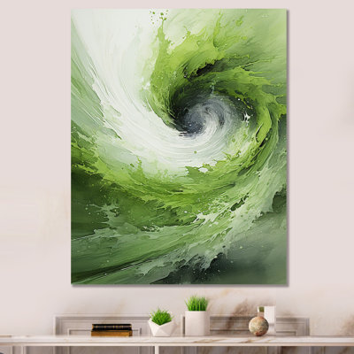 Green And White Whsipering Abstract Spiral III - Abstract Spirals Wall Art