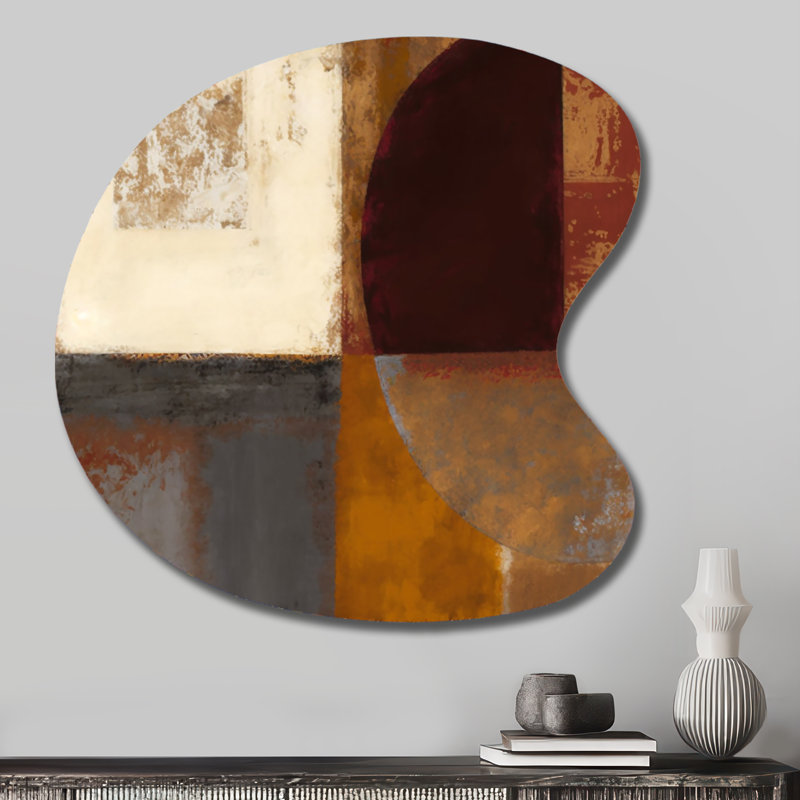 Art mural en métal asymétrique en forme de goutte V chocolat brun élémentaire, H 27 po x l 27 po