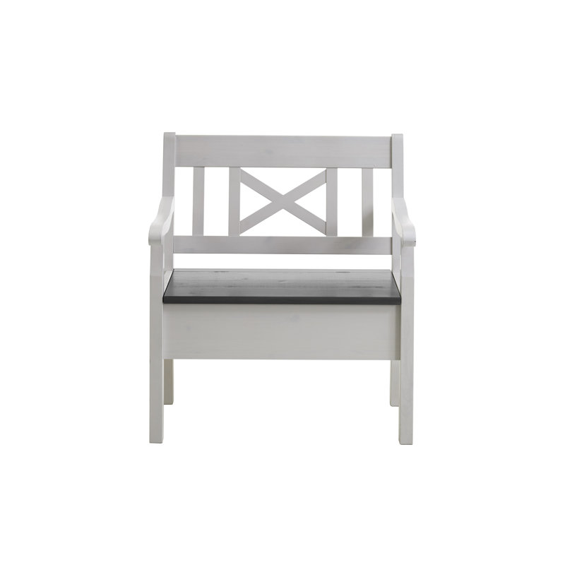 Manon Upholstered Storage Bench, White/Grey, ohne Armlehnen