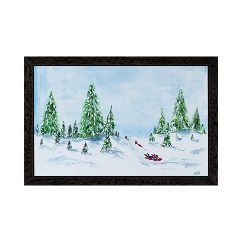 Winter Fun II by Julie Derice - Painting on Canvas, Black Floater Framed, 66.04 cm H x 45.72 cm W
