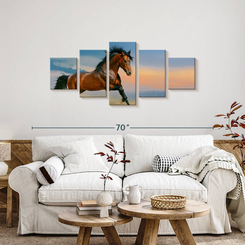 Galloping Brown Horse, 24" H x 55" W