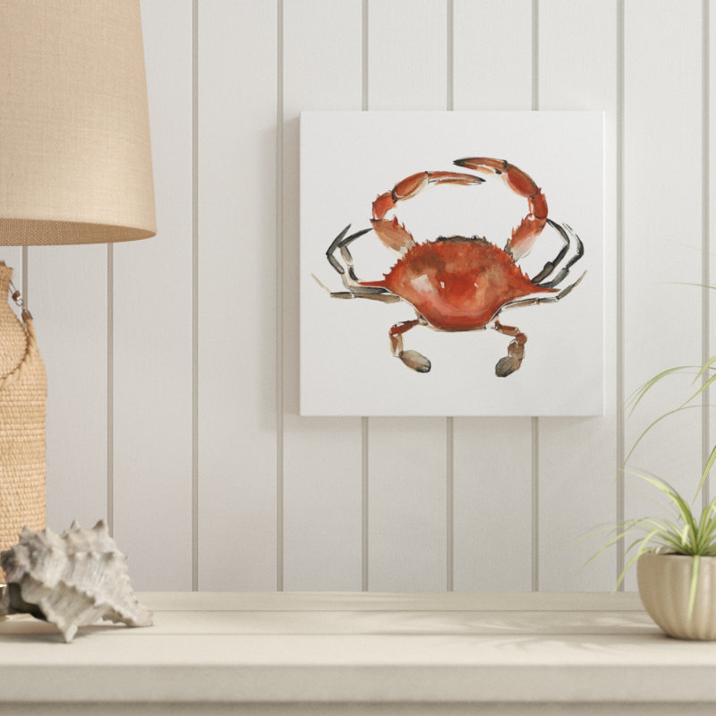 Watercolor Crab I by Emma Scarvey - Wrapped Canvas Painting, 30cm H x 30cm W