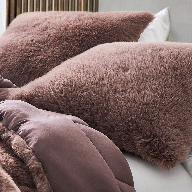 Couvre-oreiller en fausse fourrure indos, Standard simple / grand, Auburn