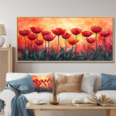 «Jaalah Sunset Hues Tulips Field Horizon I», reproduction d'art sur toile