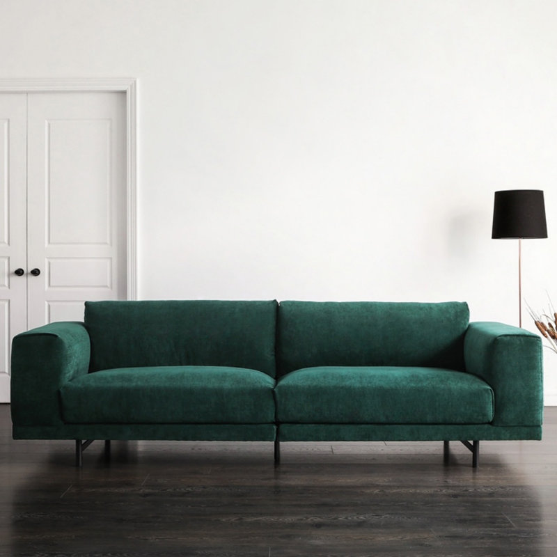 Canapé droit rétro vert foncé minimal