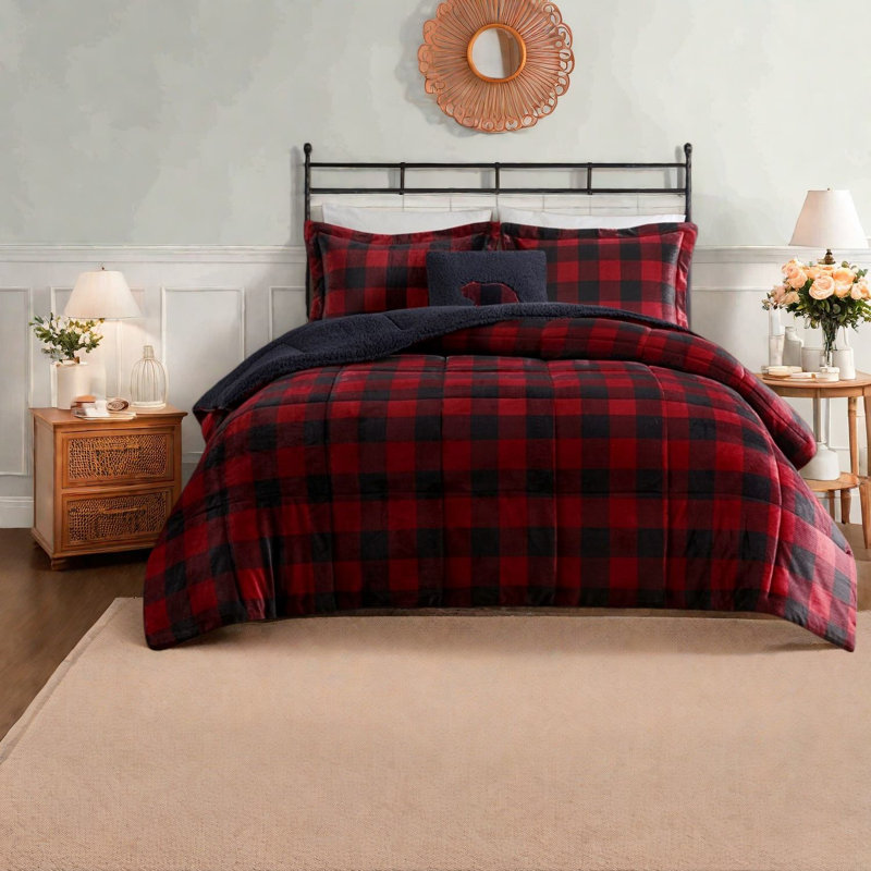 Premium Plush Sherpa Bedding Sets, Full Queen Rustic Home Comfort