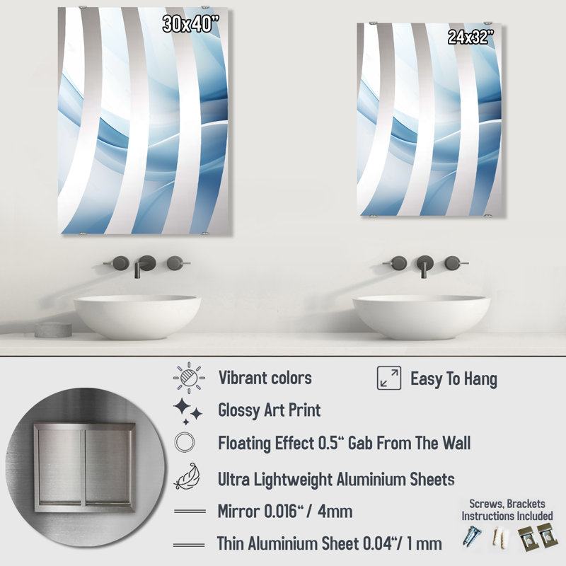 Cresta - Miroir mural décoratif fractal abstrait MIR137533, 32 po x 24 po