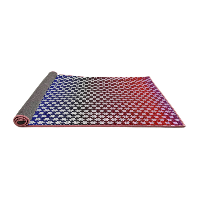 Tapis rose/bleu tissé à la machine, Carré 5 pi