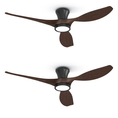 Ventilateur de plafond encastré 52 po avec lumière DEL et télécommande Jacara (ensemble de 2)