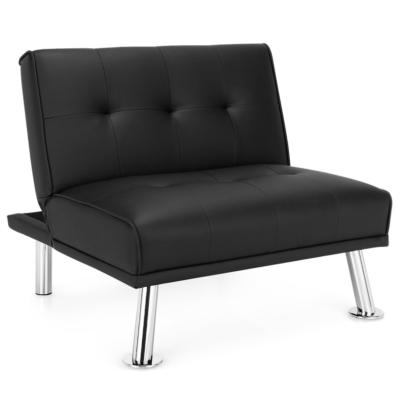 Hynleigh 2 Seater Faux Leather Reclining Sleeper, Black