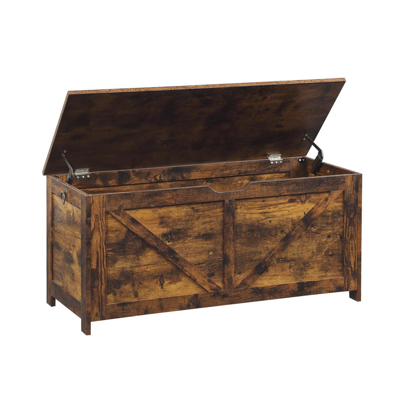 Rustic Entryway Storage Bench With Large Interior, Easy Assembly, And U-Shaped Cut-Out Pull For Clutter-Free Living