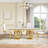 70"Faux Marble Dining Table,Rectangular Kitchen Table With Diamond-Shape Stainless Steel Legs For Kitchen, Living Room-257640909-257640908-257640907