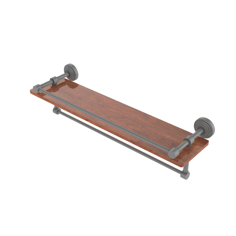 Beresford Bracket Shelf with Towel Bar, Matte Gray, 5" H x 22" W x 5" D