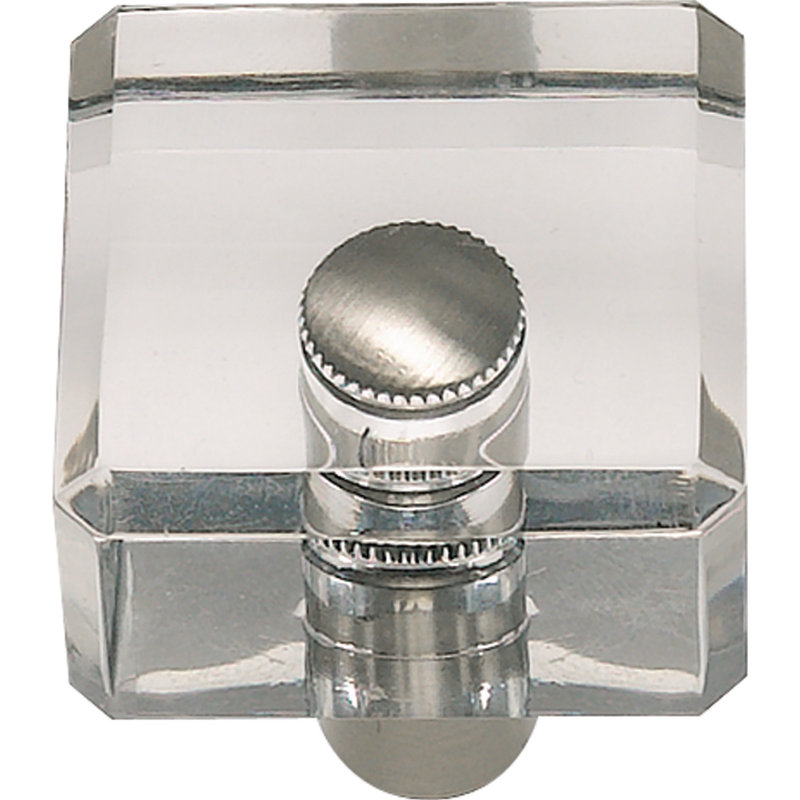 Modern Square Brushed Nickel and Clear Acrylic Knob