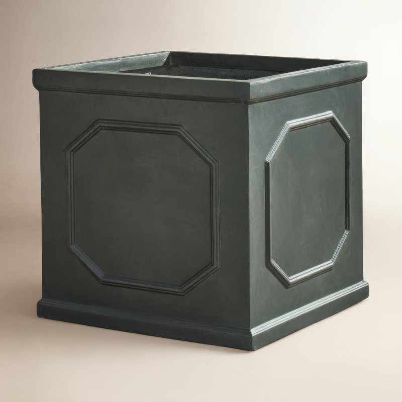 Coterie Vivero Fibreclay Chelsea Planter Box, Faux Lead, 17.5'' H x 17.5'' W x 17.5'' D