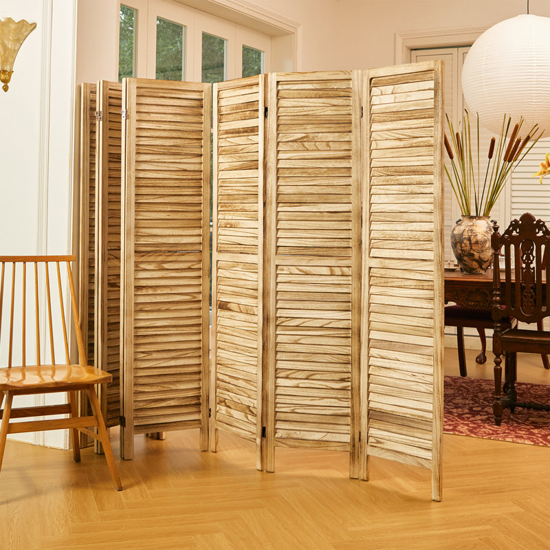 Paravent pliant en bois à persiennes - Paravent 5,6 pi avec charnières doubles pour la maison et le bureau, 8