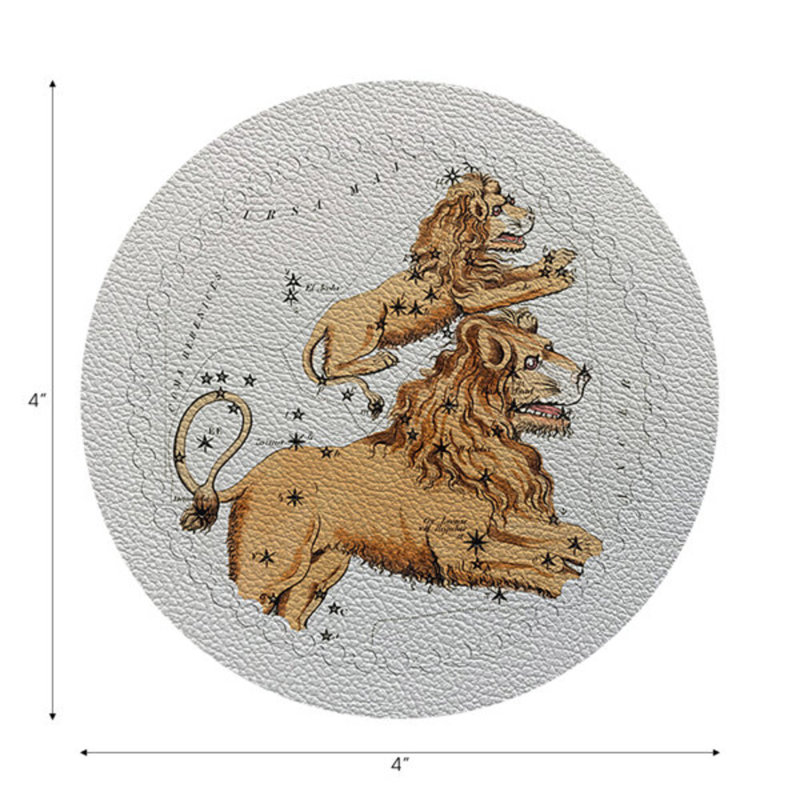Sous-verres ronds Zodiac Leo, Blanc