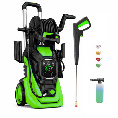 Electric Pressure Washer 4500PSI 3.0GPM, 15 Level Adjustable Touch Screen, Multi-Purpose Cleaning Performance, with 4 Adjustable Nozzle, 500ML Soap Tank, Stainless Steel Lance, Automatic Total Stop System for Car Wash, Home, Patio Cleaning