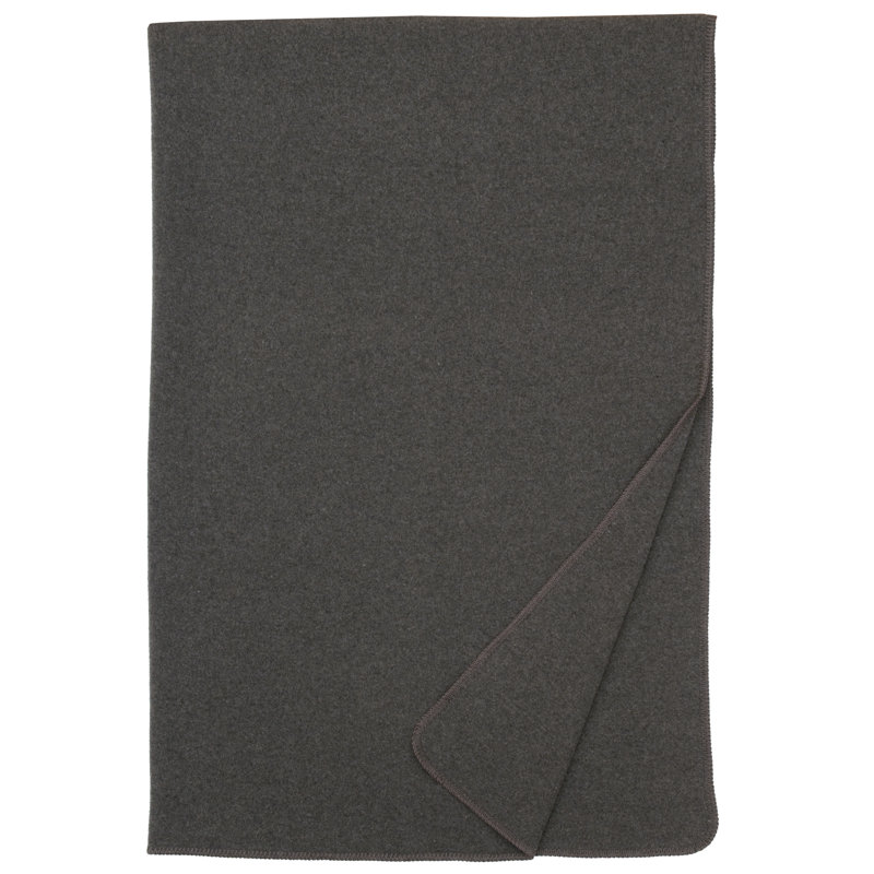Plaid Wooded River Solid Greystone - 152 x 183 cm, couverture en laine grise unie pour canapé et salon, Gris