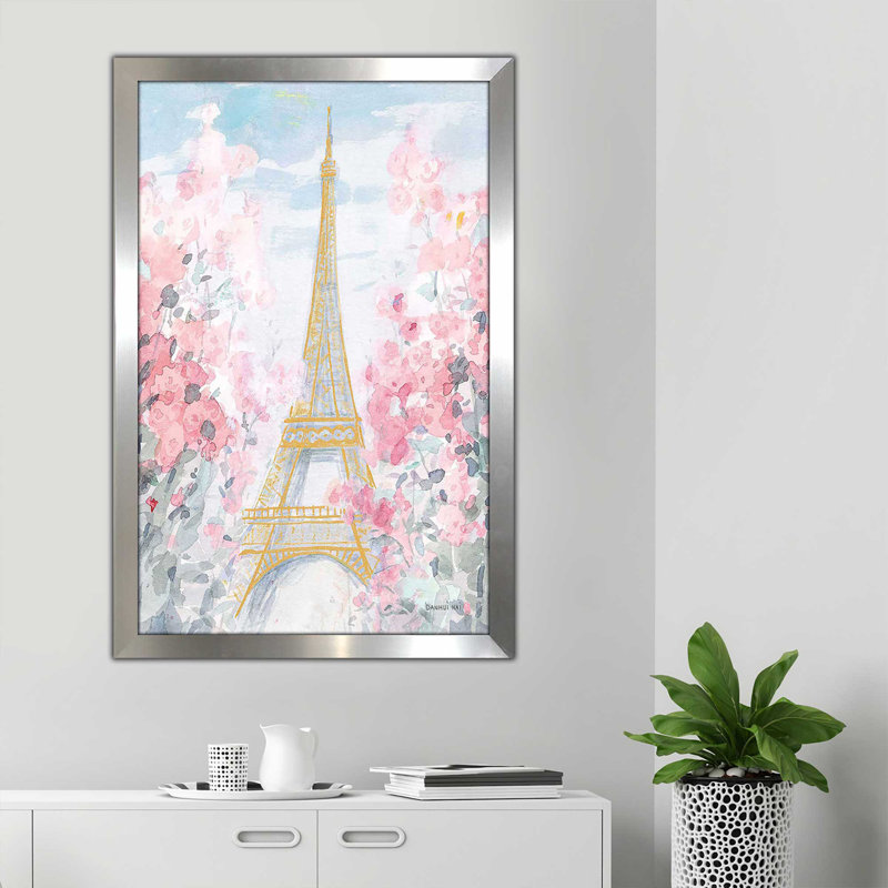 Pastel Paris III par Danhui Nai - Peinture, Encadrement argenté, H 27,5 po x l 21,5 po x P 0,75 po