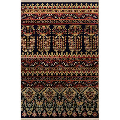 Dark Toned Multi Colored Mixed Shape Ethnic Patterned Creative Vintage Decorative Rug Machine Washable