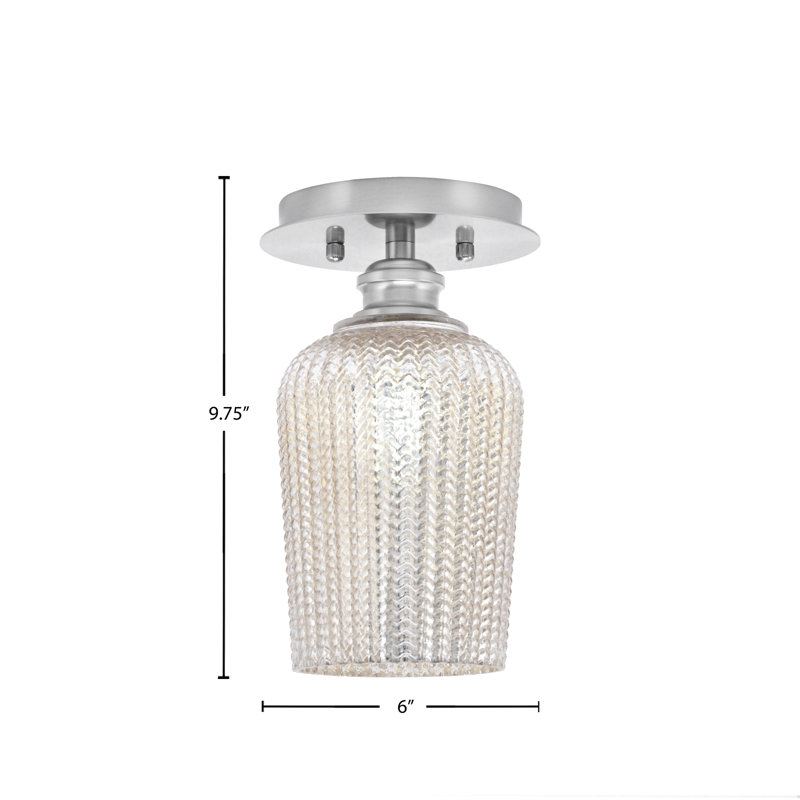 Plafonnier semi-encastré avec verre texturé 5 po Edge, Nickel brossé