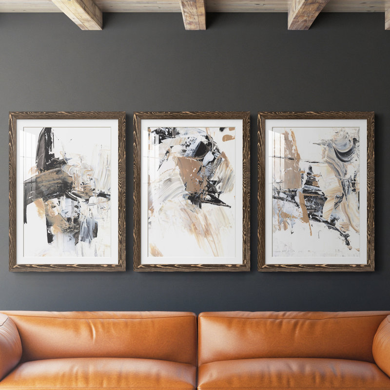 Ruckus I - Ensemble de 3 reproductions de cadres photo, H 31,5 po x l 47 po x P 1,5 po, Noyer