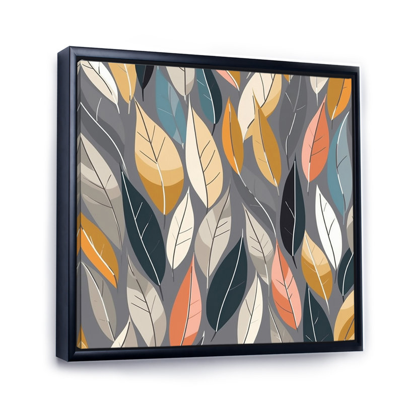 Retro AbstractáLeaves III, reproduction d'art sur toile encadrée, Cadre flottant noir, H 16 po x l 32 po x P 1 po