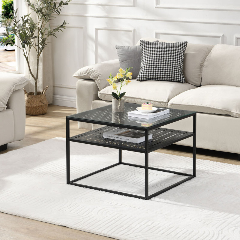 60cm Glass Top Console Table, Black